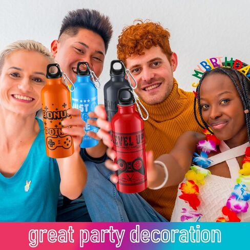 12 PCS 17oz Gaming Bottle Bottle Sports معزول مع عزل زجاجات مع خطاف مضحك يقتبس من الألومنيوم ألومنيوم لاعب القهوة المثلج لقهوة سفر لصالح حفلات فيديو عيد ميلاد (Multicolor) in Kuwait