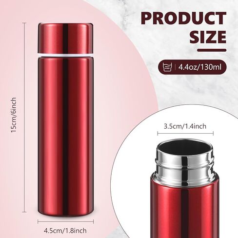 Vesici Mini Water Bottles 4.4 oz Cute Small Insulated Stainless Steel Purse Water Bottles Pocket Slim Flask Keeps Drink Cold and Hot for Women Lunch Bag Coffee (Silver,Black,Red,White,4 Pack) in Saudi Arabia