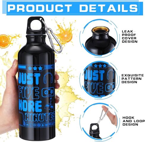 12 Pcs 17oz Gaming Water Bottle Sports Insulated Water Bottles with Hook Clip Funny Quotes Aluminum Gamer Iced Coffee Travel Mug for Birthday Video Game Party Favors (Multicolor) in Saudi Arabia