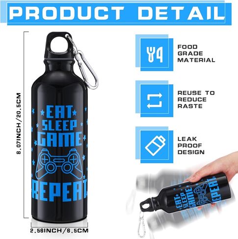 12 Pcs 17oz Gaming Water Bottle Sports Insulated Water Bottles with Hook Clip Funny Quotes Aluminum Gamer Iced Coffee Travel Mug for Birthday Video Game Party Favors (Multicolor) in Saudi Arabia