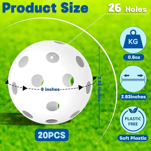 Coopay 20/40 Pack Baseball Practice Balls Plastic Training Balls Lightweight Hollow Softballs for Hitting, Baseball Training Indoor Outdoor Use in Saudi Arabia