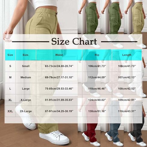 Cargo Pants Women Baggy High Waisted Wide Leg Stretchy Pants with Pockets Casual Lightweight Streetwear Clothes in Saudi Arabia