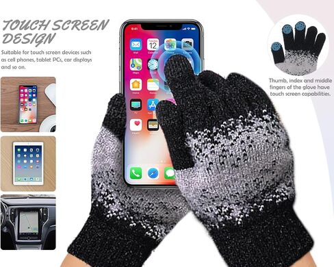 قفازات وشاح قبعة قبعة شتوية ، صوف دافئ مبطنة قبعة قبعة متماسكة وشاح طويل وقفازات شاشة للمسح للنساء مجموعة الطقس البارد in Saudi Arabia