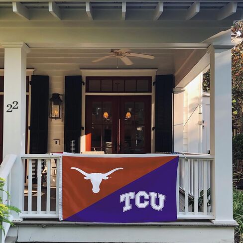 جامعات صبار الصحراء تكساس UT AUSTIN LONGHORNS X TCU HORNED FROGS REVALS FLAG LANNER 100 ٪ بوليستر داخلي في الهواء الطلق 3 × 5 أقدام (علم المنافسين) in Saudi Arabia