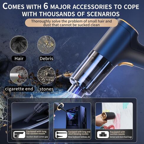 Handheld Car Vacuum Portable Cordless，12000PA High Power Mini Vacuum Cleaner and Air Duster, 4-in1 Hand Held Vacuum Cordless Rechargeable for Car, Home, Office, Pet in Saudi Arabia