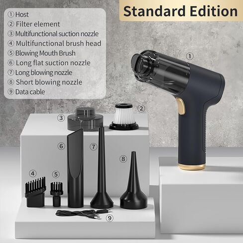 Handheld Car Vacuum Portable Cordless，12000PA High Power Mini Vacuum Cleaner and Air Duster, 4-in1 Hand Held Vacuum Cordless Rechargeable for Car, Home, Office, Pet in Saudi Arabia