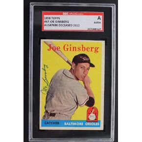 Joe Ginsberg (d.12) Orioles Autographed 1958 Topps #67 Signed SGC JSA Authentic - Baseball Slabbed Autographed Cards in Saudi Arabia
