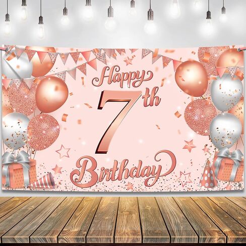 KatchOn, Xtralarge, Blue Happy 7th Birthday Banner - 72x44 Inch | 7th Happy Birthday Banner | Blue and Silver 7th Birthday Backdrop for 7th Birthday Decorations for Boys | 7th Birthday Decorations in Kuwait