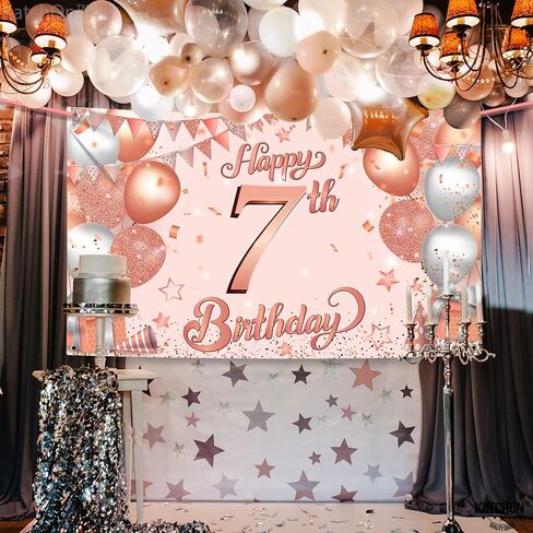 KatchOn, Xtralarge, Blue Happy 7th Birthday Banner - 72x44 Inch | 7th Happy Birthday Banner | Blue and Silver 7th Birthday Backdrop for 7th Birthday Decorations for Boys | 7th Birthday Decorations in Kuwait