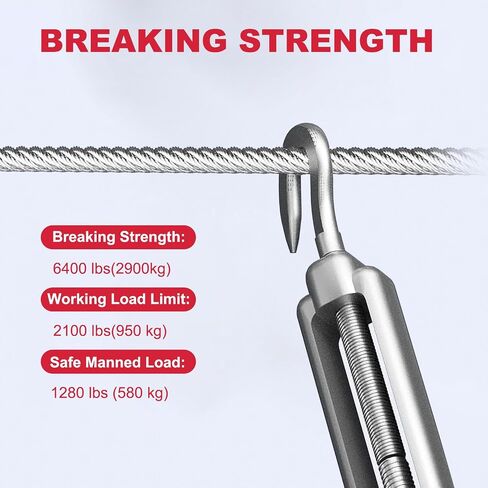 1/4" Stainless Steel Cable,7x19 Strand Aircraft Wire Rope,Cable for Zip Iine and Outdoor Pulley Cables,Breaking Strength 6400 Ibs 200FT in Saudi Arabia
