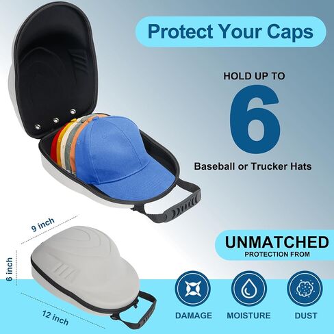 Hard Hat Case for Baseball Caps,Hat Carrier Travel Case with One Black Baseball Cap and Adjustable Shoulder Strap,Hat Organizer Holder Bag for 6 Baseball Caps (Black) in Saudi Arabia