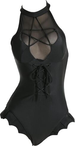 MEOWCOS Women's One Piece Swimwear Black Bat Style Womens Swimsuits Bathing Suit in Saudi Arabia