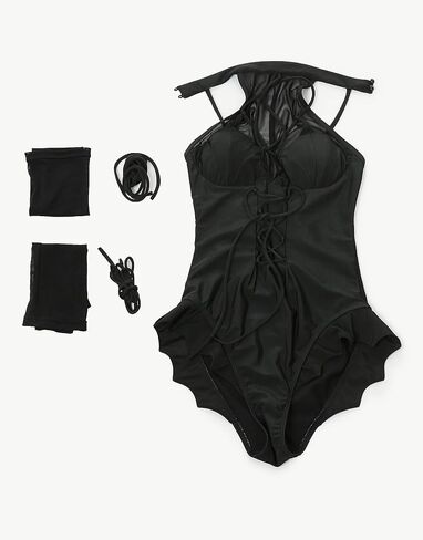 MEOWCOS Women's One Piece Swimwear Black Bat Style Womens Swimsuits Bathing Suit in Saudi Arabia
