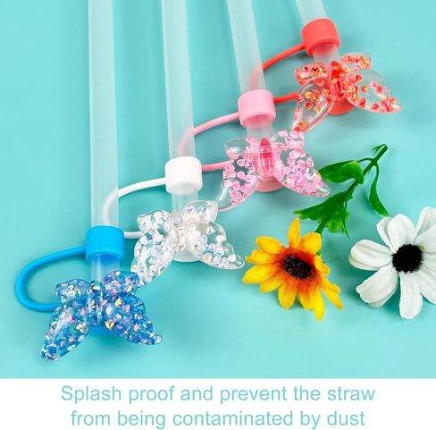 4 Pack Flowers Straw Cover for Stanley 40 30 Oz Cup Accessories - Summer Silicone Straw Covers Cap, Hawaii Topper Protector Lid Compatible With Water Bottle in Saudi Arabia