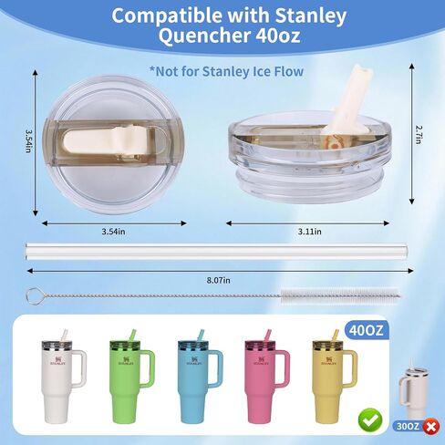 2 Pack 40oz Detachable Flip Straw Lid for Stanley Quencher ProTour, Easy to Clean, No Spill Leak Proof Lids Replacement for 40oz Stanley Cup in Saudi Arabia