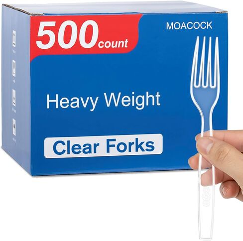 500 Count Clear Disposable Plastic Forks, Heavy Weight Disposable Forks Plastic Utensils for Parties, Picnics, Big Event, Daily Use in Saudi Arabia