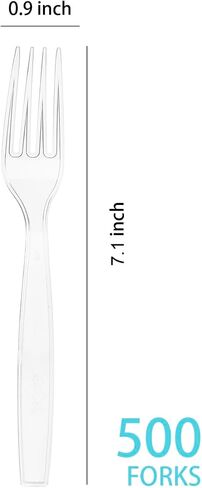 500 Count Clear Disposable Plastic Forks, Heavy Weight Disposable Forks Plastic Utensils for Parties, Picnics, Big Event, Daily Use in Saudi Arabia