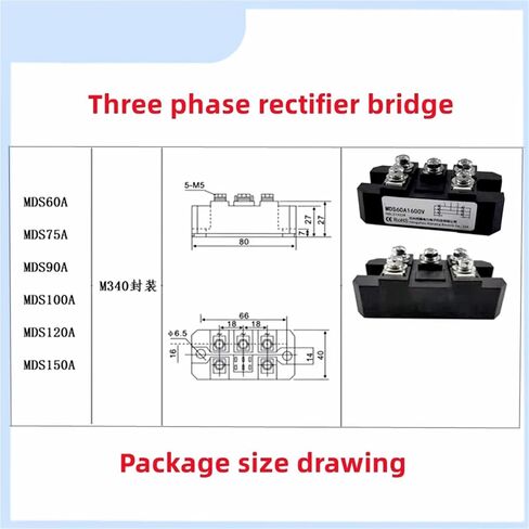 1PC MDS60-16 60A 75A 90A 100A 120A 150A وحدة المقوم ثلاثية الطور MDS100-16 AC/DC MODULE 60A 1600V 3-PHASE DIODE RECTIFIER (MDS60A 1600V) in Saudi Arabia