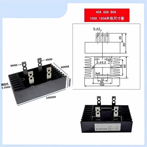 1pc QL100A-16 Single-Phase Rectifier Bridge QL40A QL60A QL80A QL100A QL150A Rectifier 1000V 1600V Bridge QL100A-16 QL150A1600V(QL150A 1600V) in Saudi Arabia