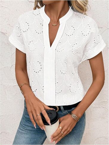 عرقات العرقات البوهو الصيفية بلوزات العيينة تطريز Dolman Short Sleeve v الرقبة in Kuwait