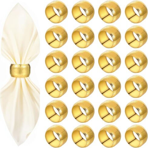 24 PCS Gold Fackin Rings Metal Fedabkin Ring Motioners for Cloth Table Decorations for Wedding Anniversary Hirdners Farty of table (Classic) in Saudi Arabia