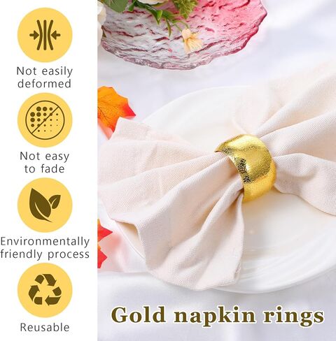 24 PCS Gold Fackin Rings Metal Fedabkin Ring Motioners for Cloth Table Decorations for Wedding Anniversary Hirdners Farty of table (Classic) in Saudi Arabia