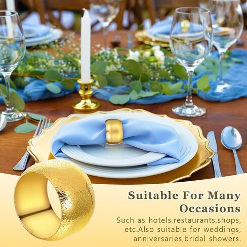 24 PCS Gold Fackin Rings Metal Fedabkin Ring Motioners for Cloth Table Decorations for Wedding Anniversary Hirdners Farty of table (Classic) in Saudi Arabia