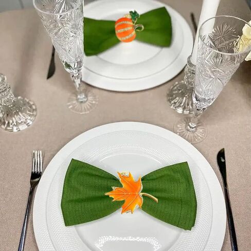 Pumpkin Napkin Rings, Fall Napkin Rings, Halloween Thanksgiving Napkins Holder, Leaf Fall Napkins Ring Set of 4, Autumn Decor Ring in Kuwait