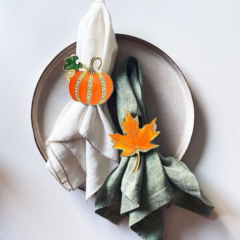 Pumpkin Napkin Rings, Fall Napkin Rings, Halloween Thanksgiving Napkins Holder, Leaf Fall Napkins Ring Set of 4, Autumn Decor Ring in Kuwait