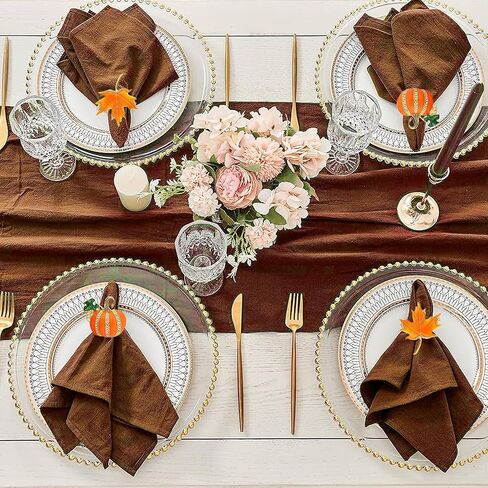 Pumpkin Napkin Rings, Fall Napkin Rings, Halloween Thanksgiving Napkins Holder, Leaf Fall Napkins Ring Set of 4, Autumn Decor Ring in Kuwait