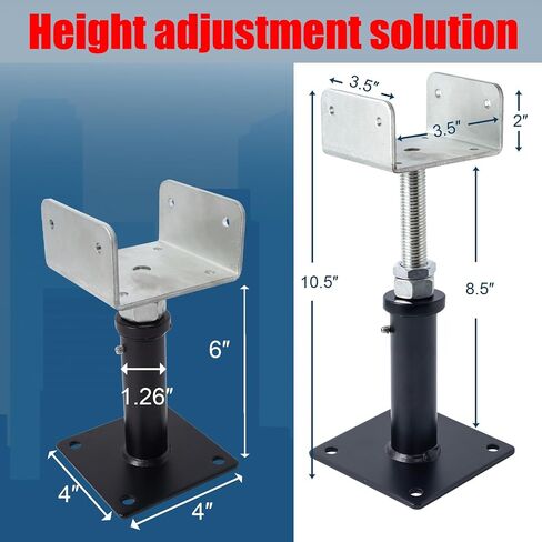 2 Pack U-Shaped Floor Jack - Adjustable Steel Beam Support for 4x2, 4x4, 4x6 Joists Heavy Duty Screw Jack with U-Head Telepost & House Jack.6-8.5 Inch Adjustment Range. in Kuwait