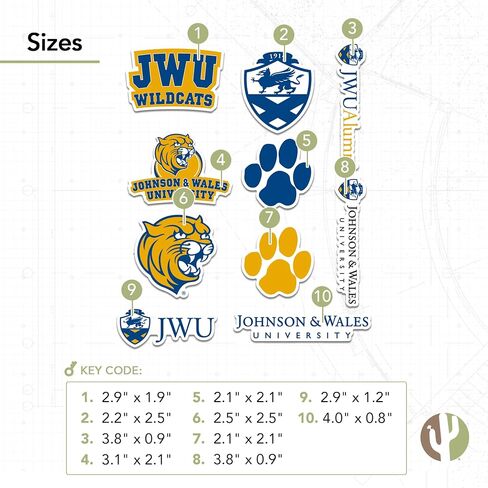 Desert Cactus Johnson & Wales University Sticker Wildcats Vinyl Decals Laptop Water Bottle Car Scrapbook 13.35x10.98 Sheet T2 (Type 2) in Saudi Arabia