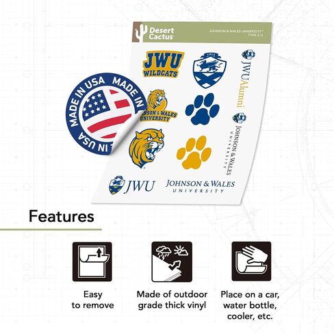 Desert Cactus Johnson & Wales University Sticker Wildcats Vinyl Decals Laptop Water Bottle Car Scrapbook 13.35x10.98 Sheet T2 (Type 2) in Saudi Arabia
