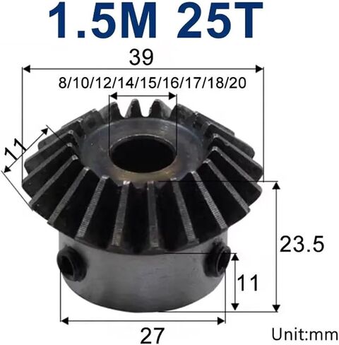 1 قطعة مطلقة العتاد 1.5m 25t ، ثقب داخلي 15/16mm 8mm 10mm 12mm 14mm 17mm 18mm 90 درجة عكس النقل (17 مم keyway 5mm ، 9pcs 1.5m 25 أسنان) in Saudi Arabia