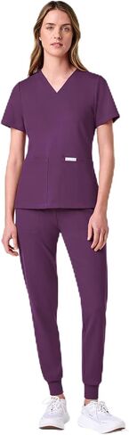 Jaanuu ULTRAsoft Essential Comfort Women’s 6-Pocket Scrub Set – Soft Stretch Fabric, Slim Fit, Adjustable Waist Scrub in Kuwait