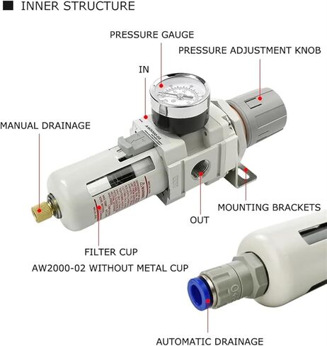 AW3000-03 Pneumatic Filter Regulator Air Handling Pneumatic Valve Pressure Reducing Valve(AW3000-03 Fiber,Manual) in Saudi Arabia