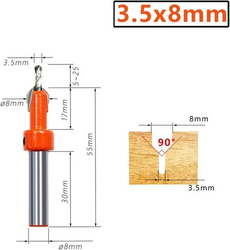 1Pcs HSS Woodworking Countersink Router Drill Bit Set Screw Cutter Timber Tools Alloy Extractor Salad Bits 8mm 10mm Shank(4.0x8mm(1PC)) in Kuwait