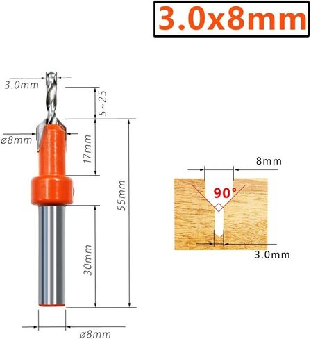 1Pcs HSS Woodworking Countersink Router Drill Bit Set Screw Cutter Timber Tools Alloy Extractor Salad Bits 8mm 10mm Shank(4.0x8mm(1PC)) in Kuwait