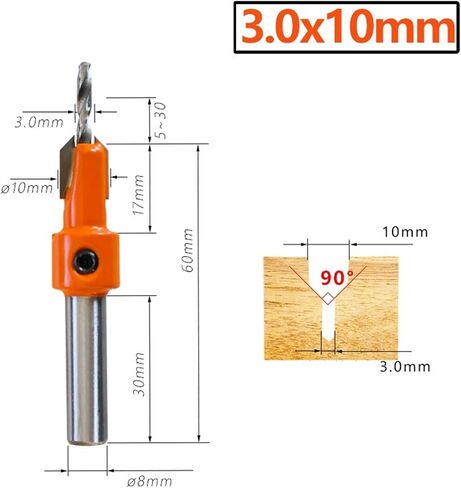 1Pcs HSS Woodworking Countersink Router Drill Bit Set Screw Cutter Timber Tools Alloy Extractor Salad Bits 8mm 10mm Shank(4.0x8mm(1PC)) in Kuwait