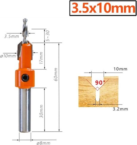 1Pcs HSS Woodworking Countersink Router Drill Bit Set Screw Cutter Timber Tools Alloy Extractor Salad Bits 8mm 10mm Shank(4.0x8mm(1PC)) in Kuwait