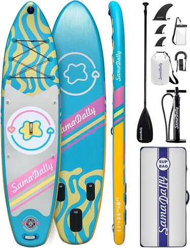 11'STAND UP PADDLE BADARDS CONTROL مع إكسسوارات SUP PREMIUM SUP على ظهر حقيبة الظهر والزعانف القابلة للإزالة ، لوحات مجداف قابلة للنفخ 34 بوصة من جميع مستويات المهارة in Saudi Arabia