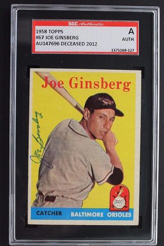 Joe Ginsberg (D.12) Orioles تم توقيعه 1958 Topps #67 SGC JSA Authentic - Baseball Slabbed Cards in Saudi Arabia