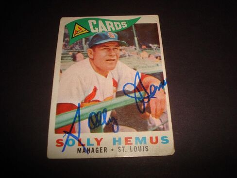 Solly Hemus Cardinals 1960 Topps #218 Signed Authentic Autograph BAT Dinner - Baseball Slabbed Autographed Cards in Saudi Arabia