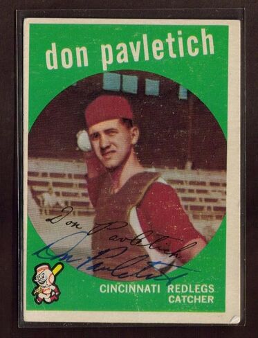 1959 Topps #494 Don Pavletich (D.2020) S توقيع البطاقة الموقعة - بطاقات البيسبول الموقعة in Saudi Arabia