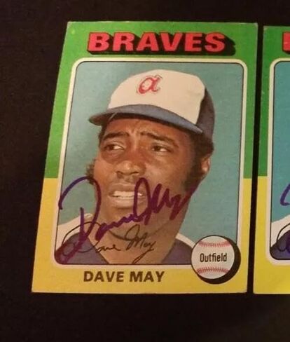 Dave May Braves 1975 Topps #650 Brewers وقعوا توقيعًا أصليًا FB15 - بطاقات البيسبول الموقعة in Saudi Arabia