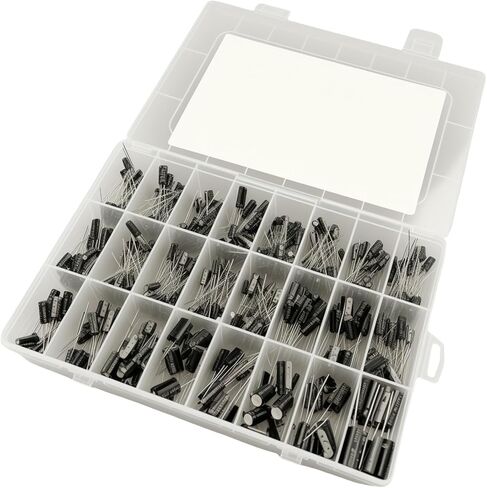 500pcs 24value electrolytic lecacitor kit ، 0.1ucf to 1000uf 10v 16V 25V 50V capacitors electrolytic completment set set set set for repair and diy in Saudi Arabia