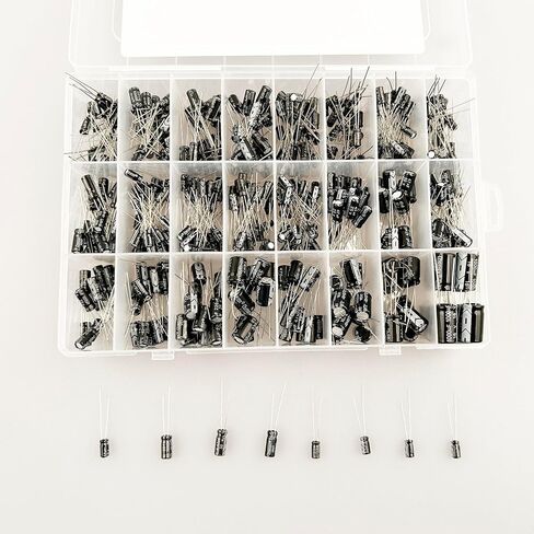 500pcs 24value electrolytic lecacitor kit ، 0.1ucf to 1000uf 10v 16V 25V 50V capacitors electrolytic completment set set set set for repair and diy in Saudi Arabia