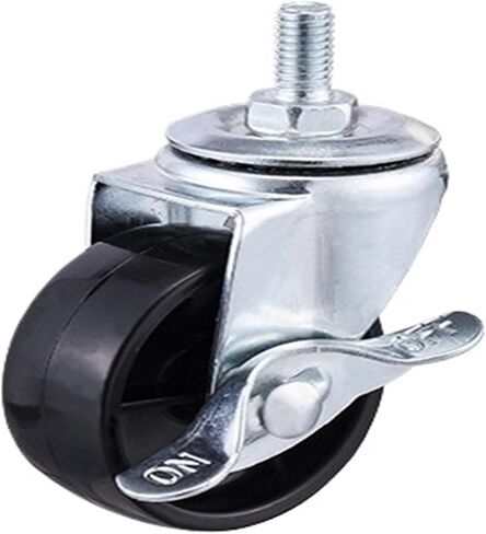 4 Pieces/lot 2""/2.5""/3"" Light Black PP Caster M12 Screw Spinner with Brake bearingless Plastic Black Caster(M10x25 Brake,2.5 Inch) in Kuwait