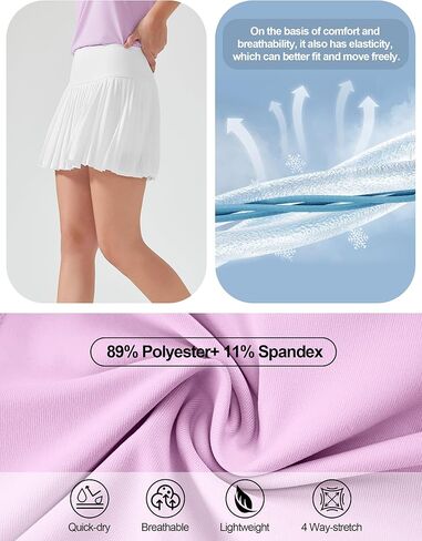 KUTOOK Pleated Tennis Skirts for Women with Pocket Shorts High Waisted Golf Skorts for Athletic Workout Sports Running Pickleball in Kuwait