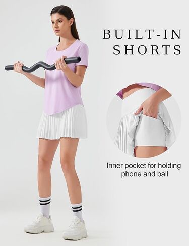 KUTOOK Pleated Tennis Skirts for Women with Pocket Shorts High Waisted Golf Skorts for Athletic Workout Sports Running Pickleball in Kuwait